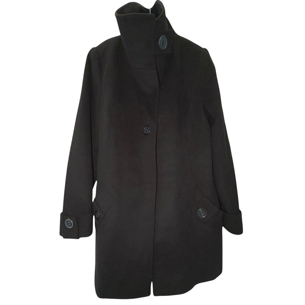 Kristen Blake Single Breasted Fine Australian Wool Button Pea Coat Brown S 6
